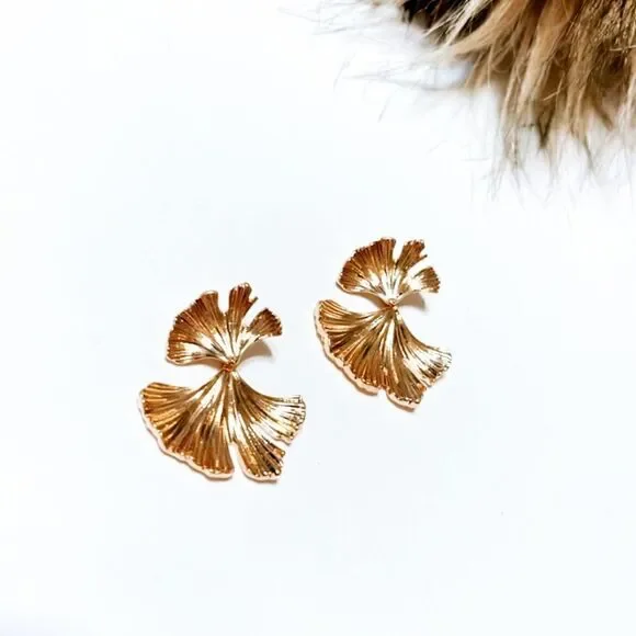 Ginkgo leaf earrings N8 - Picture 3 of 5